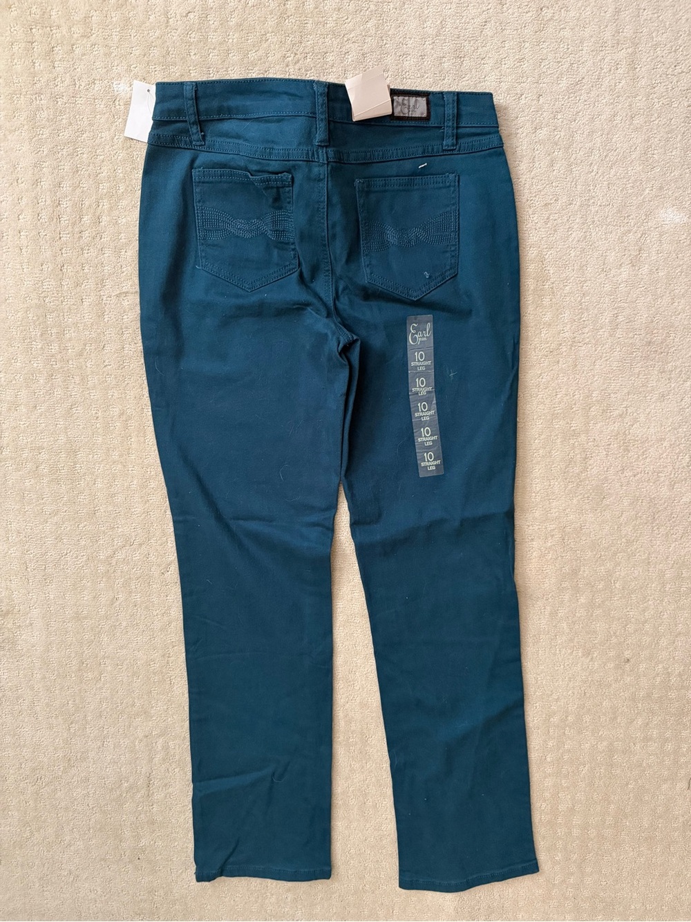 Women’s Slim Straight Leg Jeans - Dark Teal Green - Picture 2 of 4